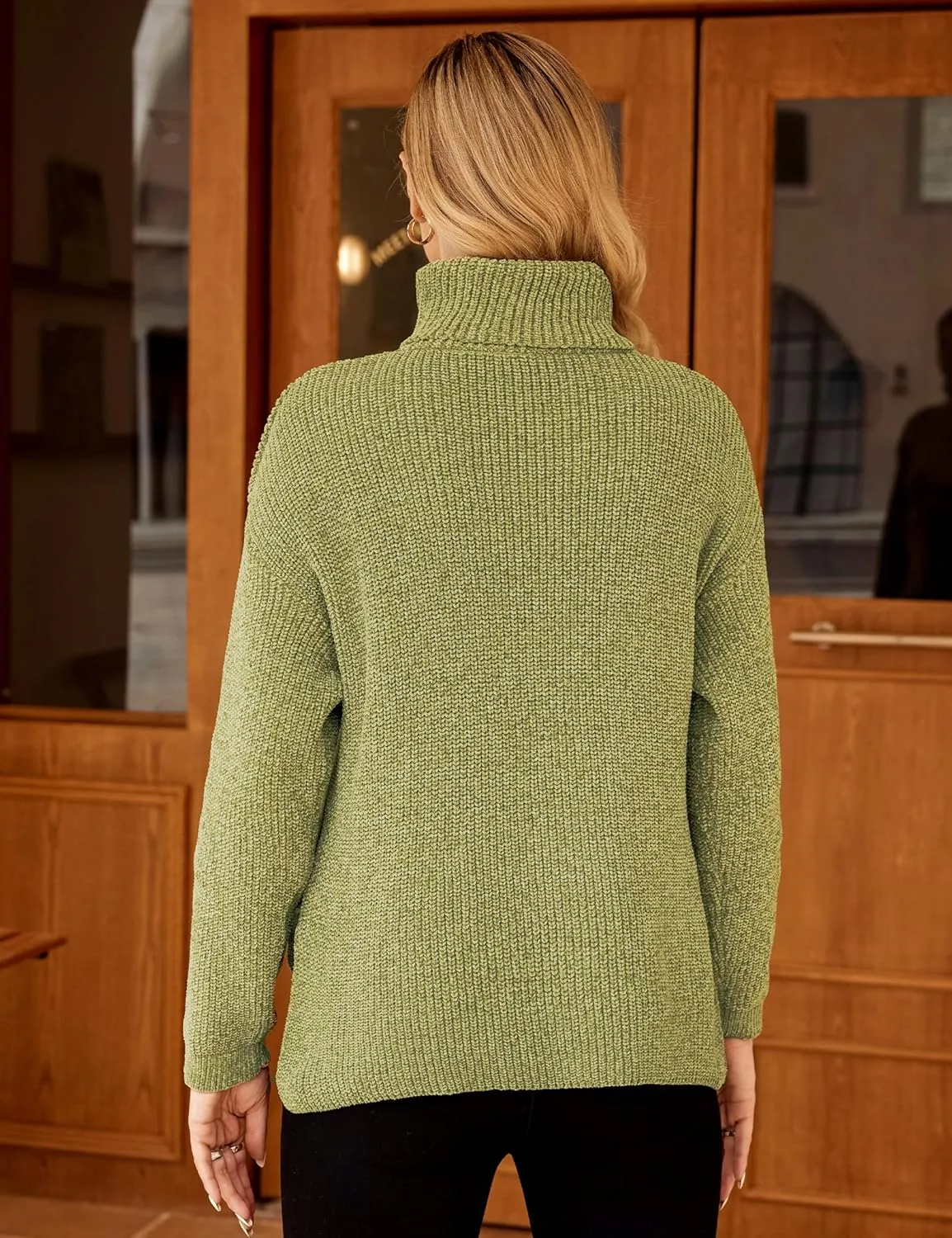 S·DEER Women's Turtleneck Long Sleeve Sweater Knit Pullover Cropped Sweaters Casual Loose Fall Winter Jumper Tops