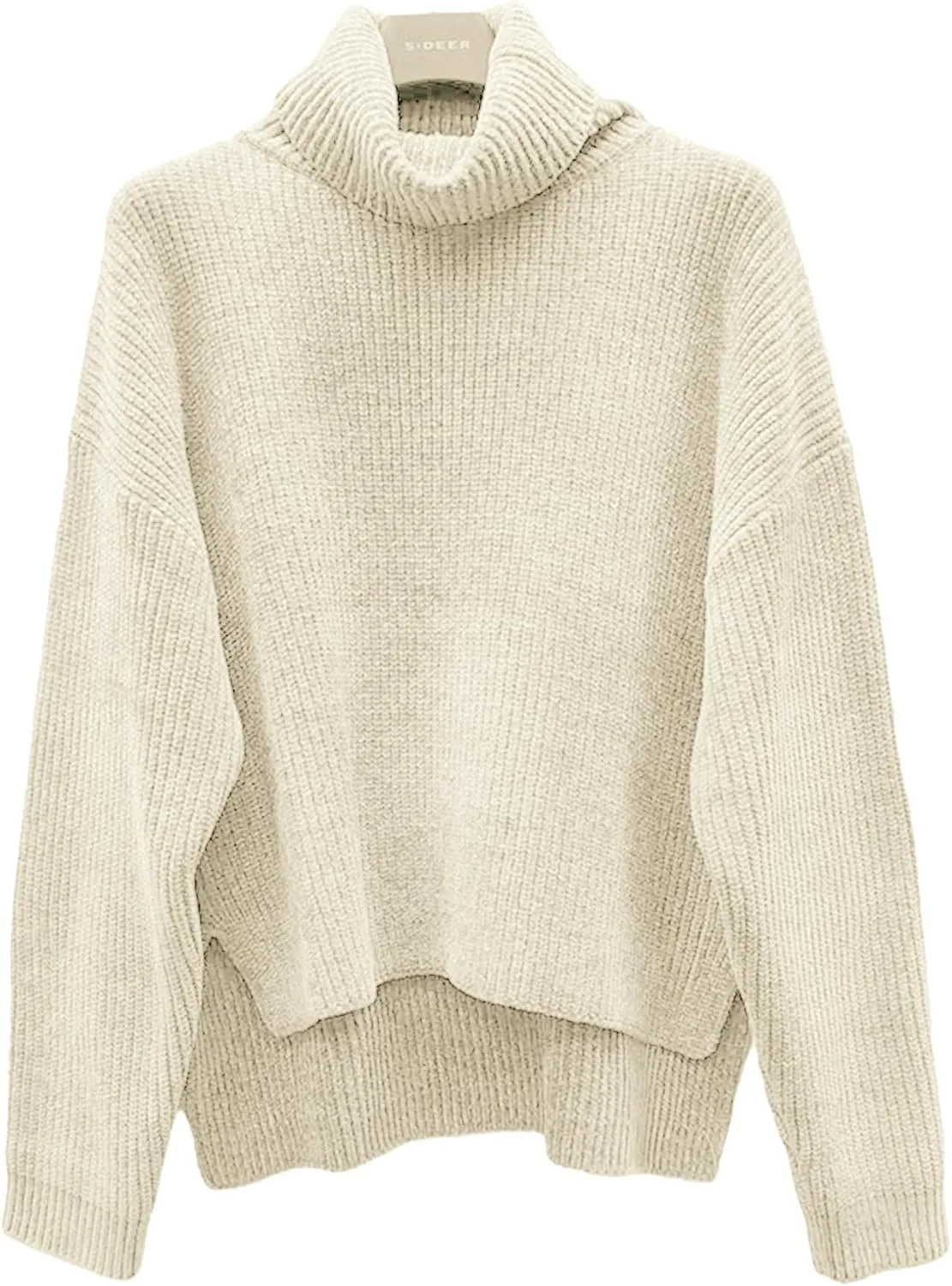 S·DEER Women's Turtleneck Long Sleeve Sweater Knit Pullover Cropped Sweaters Casual Loose Fall Winter Jumper Tops