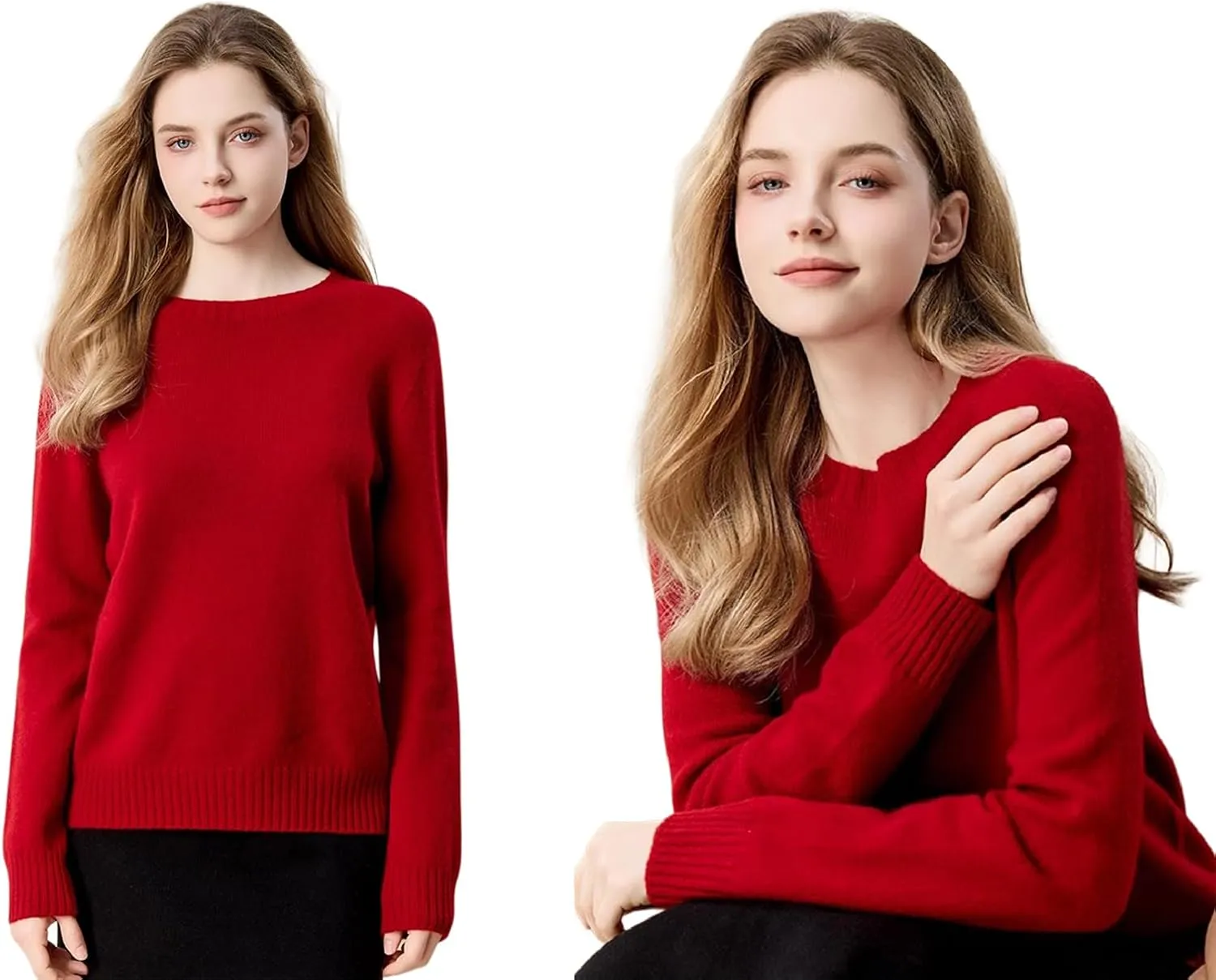 SheKiss 2024 Womens Fall Pullover Cropped Sweaters Tops Grey Long Sleeves Fashion Cashmere Sweater Crewneck Trendy Outfits