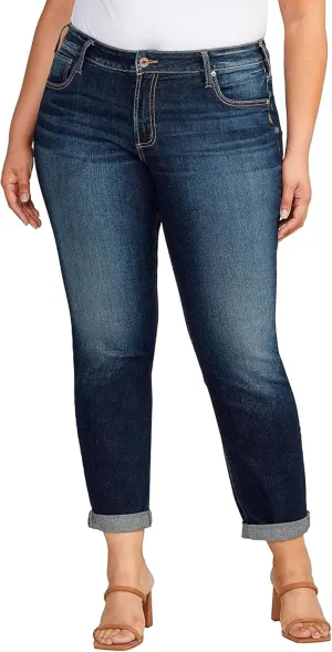 Silver Jeans Co. Women's Plus Size Mid-Rise Boyfriend Jeans