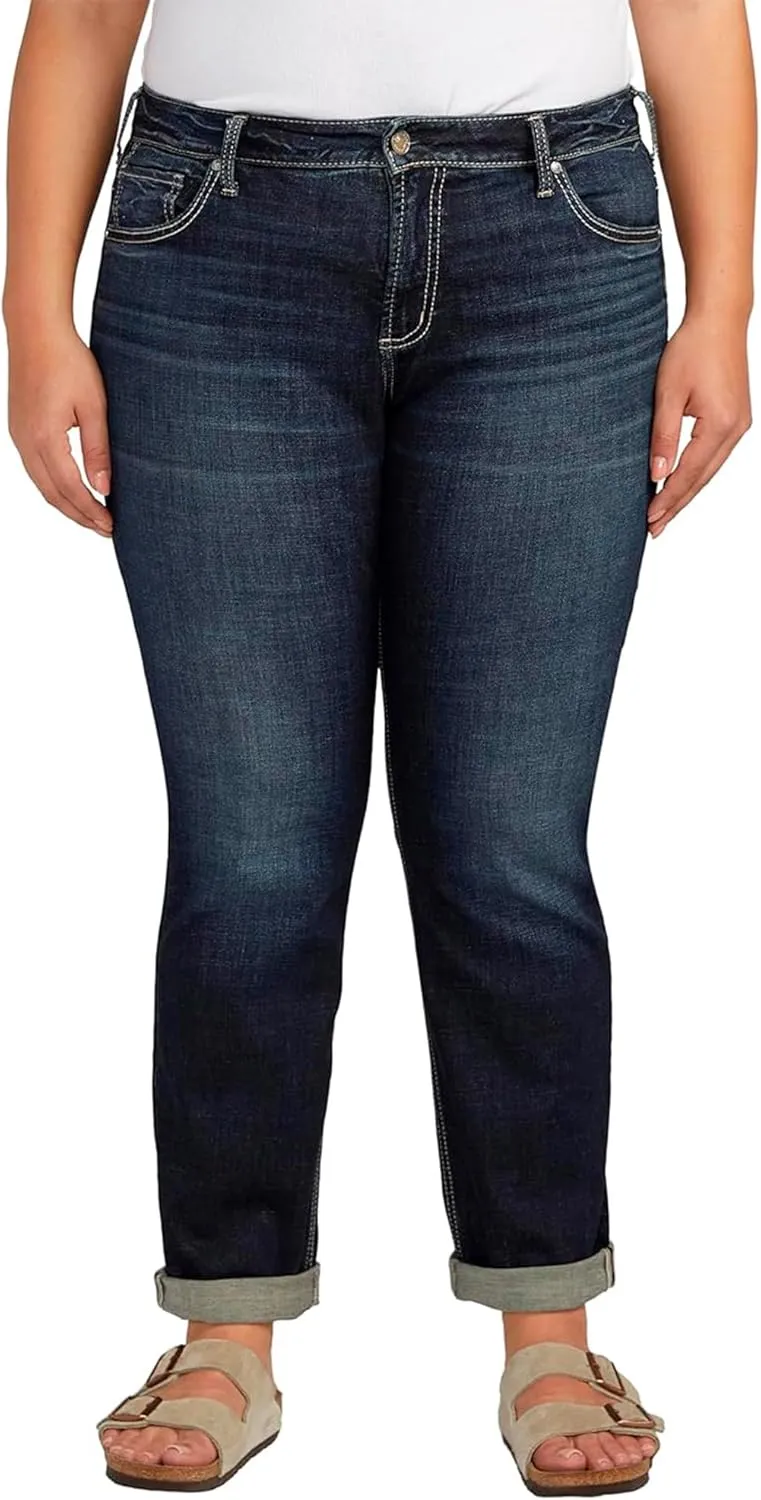 Silver Jeans Co. Women's Plus Size Mid-Rise Boyfriend Jeans