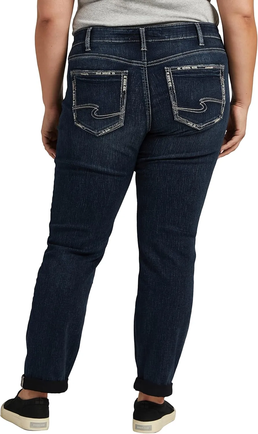 Silver Jeans Co. Women's Plus Size Mid-Rise Boyfriend Jeans