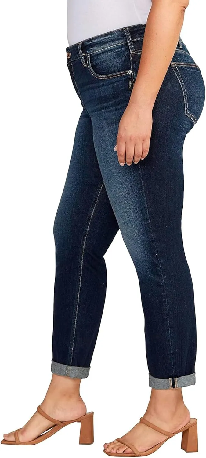Silver Jeans Co. Women's Plus Size Mid-Rise Boyfriend Jeans