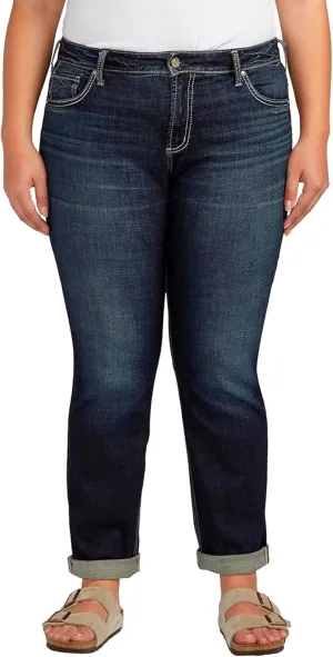 Silver Jeans Co. Women's Plus Size Mid-Rise Boyfriend Jeans