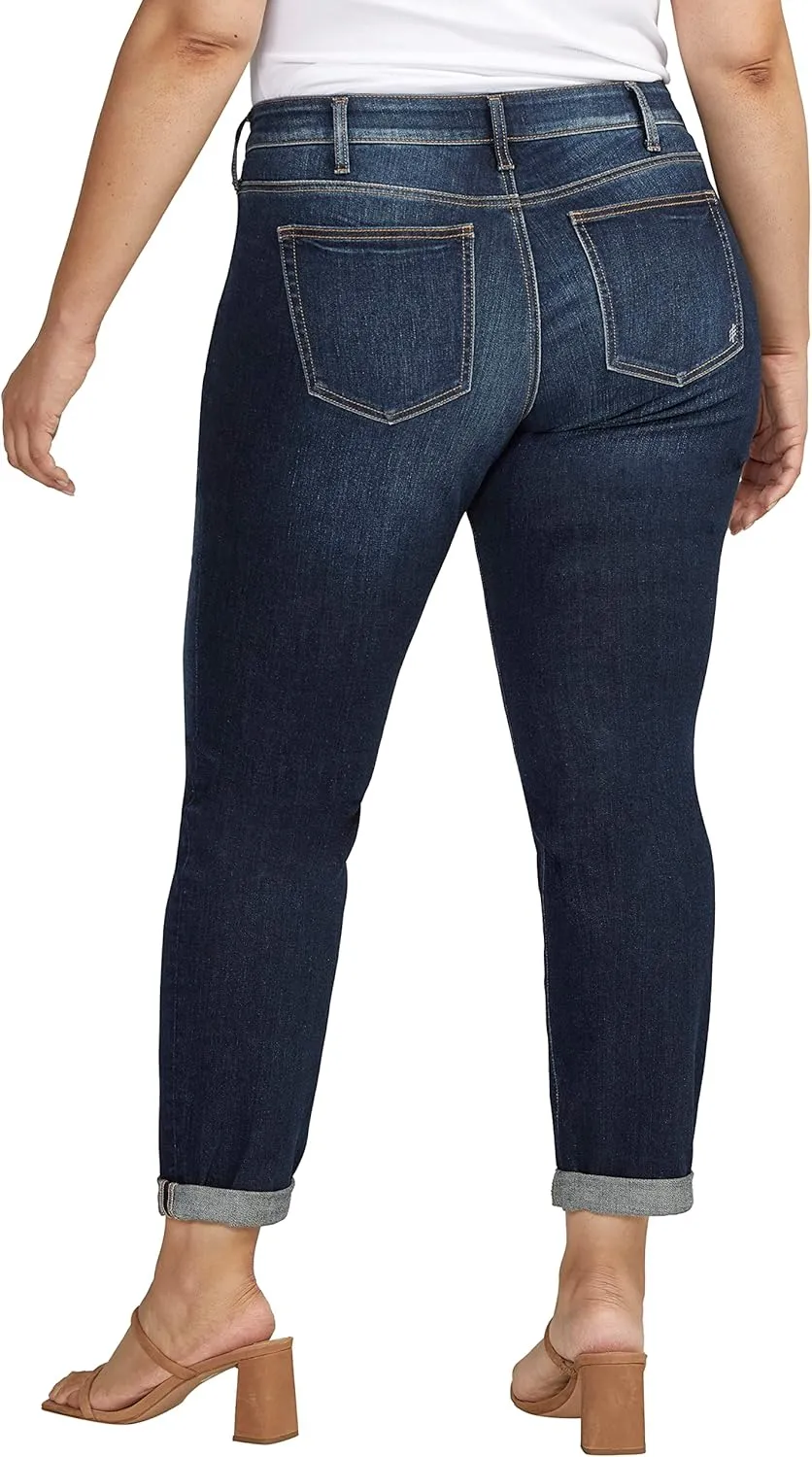 Silver Jeans Co. Women's Plus Size Mid-Rise Boyfriend Jeans