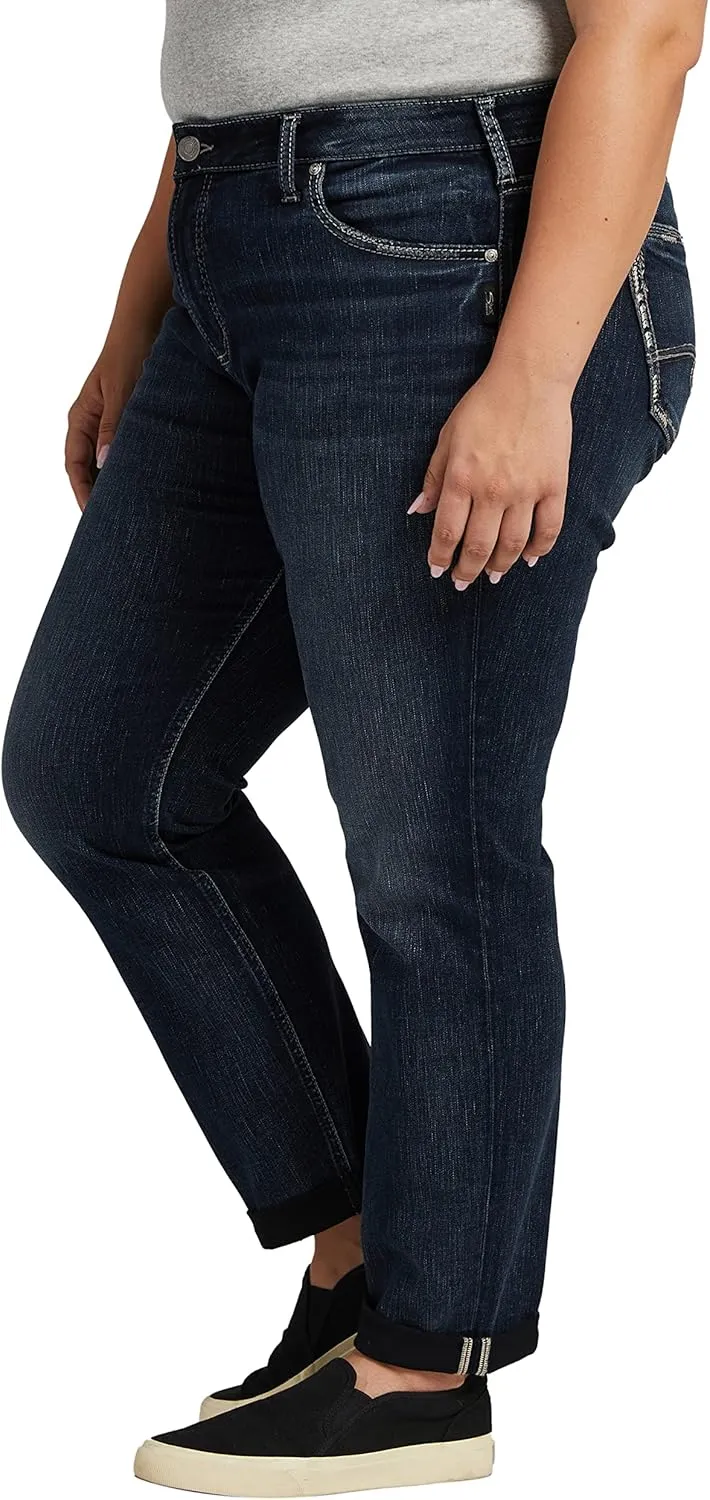 Silver Jeans Co. Women's Plus Size Mid-Rise Boyfriend Jeans