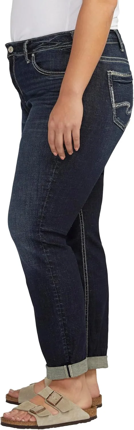 Silver Jeans Co. Women's Plus Size Mid-Rise Boyfriend Jeans