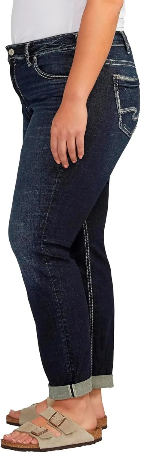 Silver Jeans Co. Women's Plus Size Mid-Rise Boyfriend Jeans