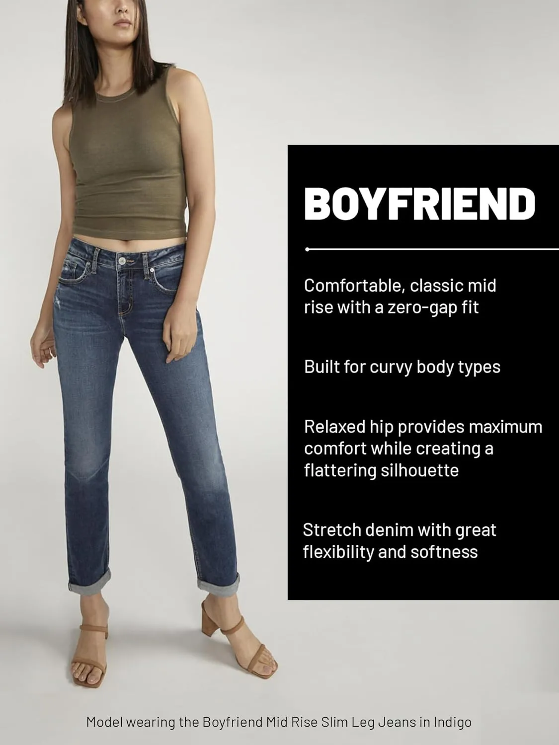 Silver Jeans Co. Women's Plus Size Mid-Rise Boyfriend Jeans