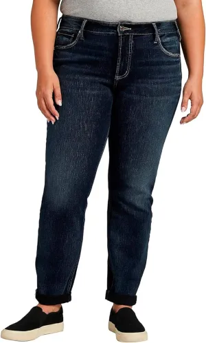 Silver Jeans Co. Women's Plus Size Mid-Rise Boyfriend Jeans
