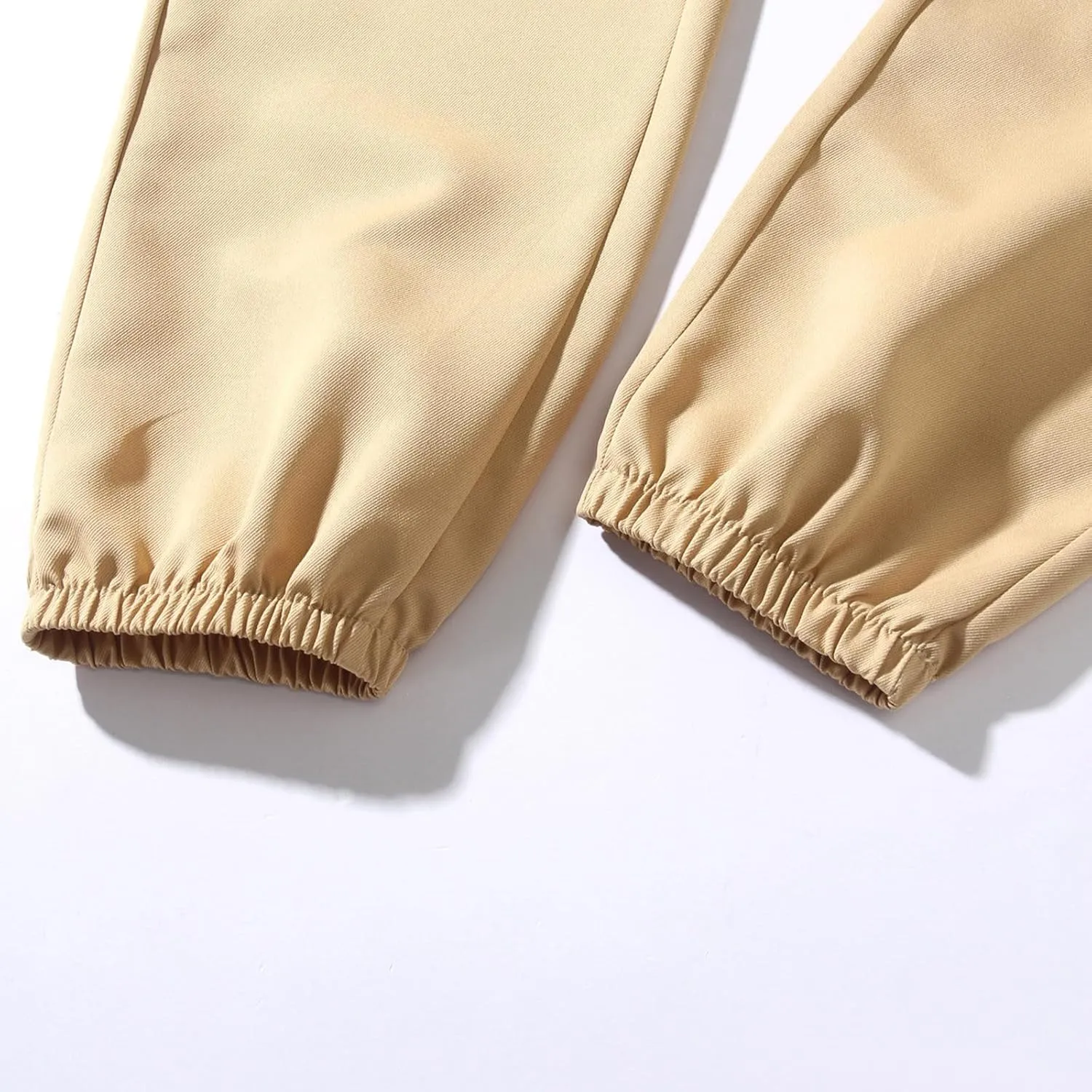 Sinzelimin Men Cargo Pants Fashion Drawstring Elastic Waist Jogger Sweatpant Baggy Casual Comfy Wide Leg Bound Feet Trouser