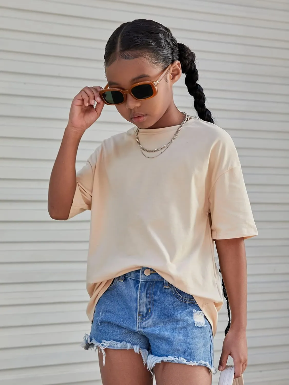 SOLY HUX Girl's Letter Graphic T Shirts Short Sleeve Cute Shirts Oversized Loose Tee Summer Tops