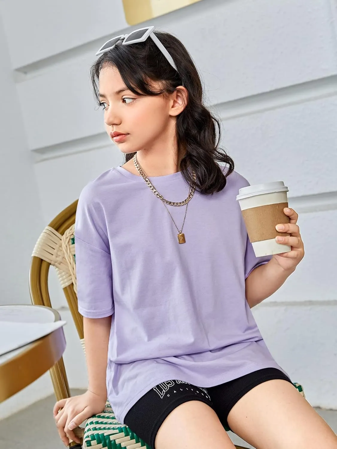 SOLY HUX Girl's Letter Graphic T Shirts Short Sleeve Cute Shirts Oversized Loose Tee Summer Tops