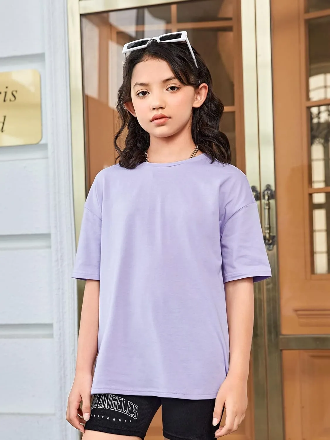 SOLY HUX Girl's Letter Graphic T Shirts Short Sleeve Cute Shirts Oversized Loose Tee Summer Tops