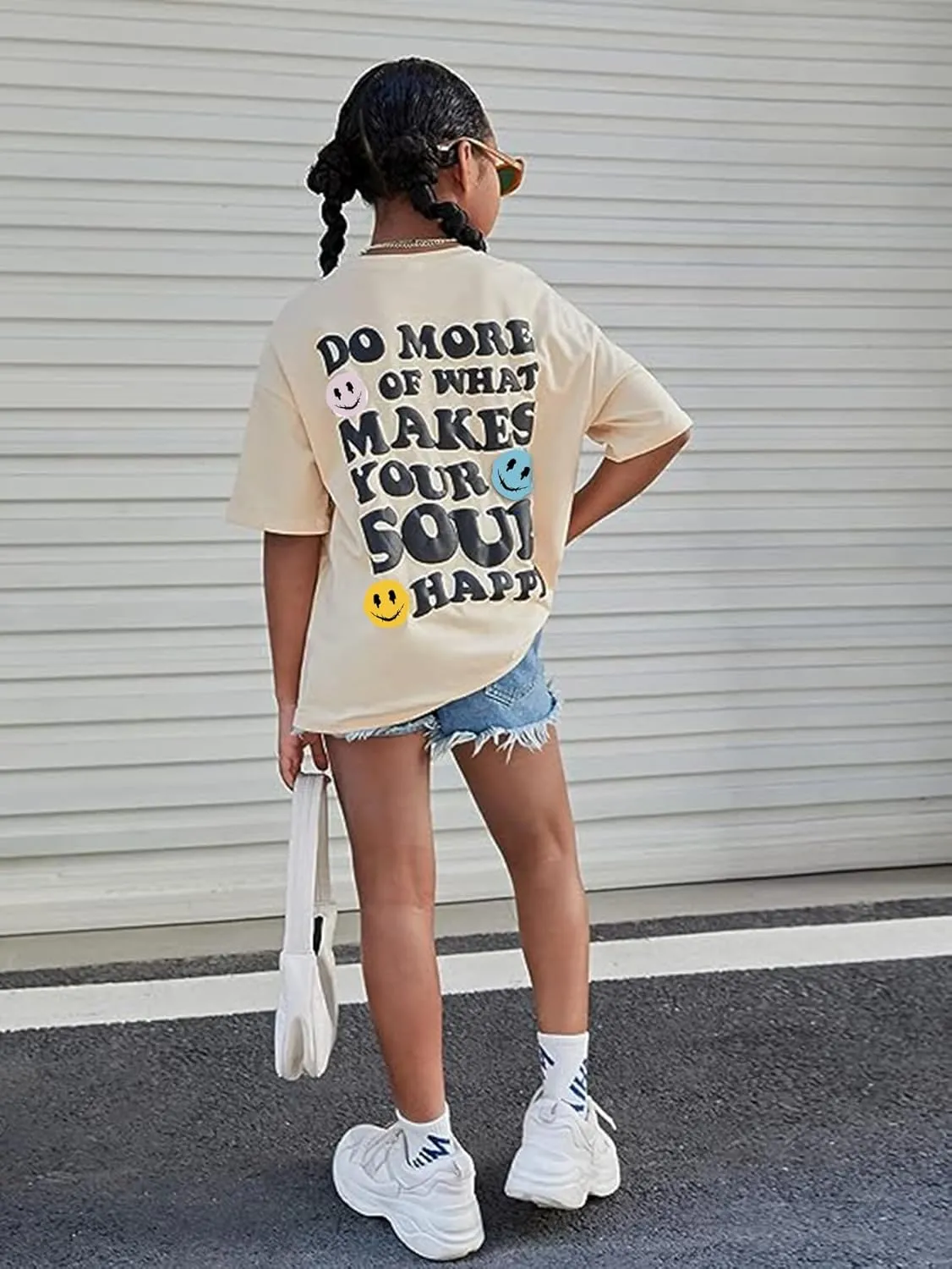 SOLY HUX Girl's Letter Graphic T Shirts Short Sleeve Cute Shirts Oversized Loose Tee Summer Tops