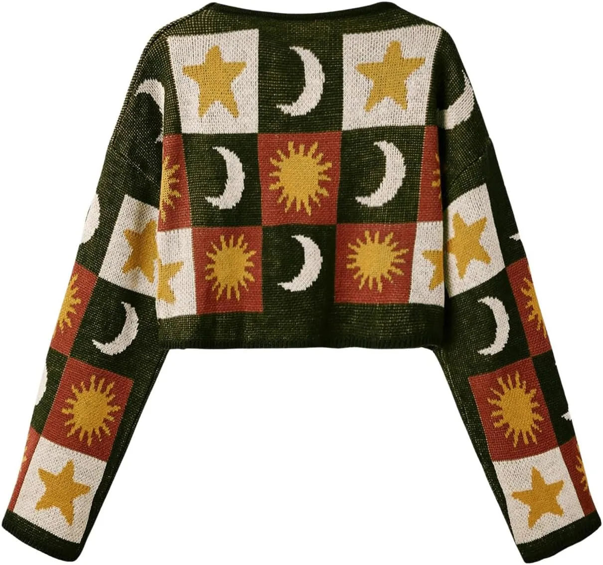 SOLY HUX Plus Size Y2K Cropped Sweaters for Women Star Graphic Sweaters Pullover Boho Tops Grunge Clothes 90s Outfits