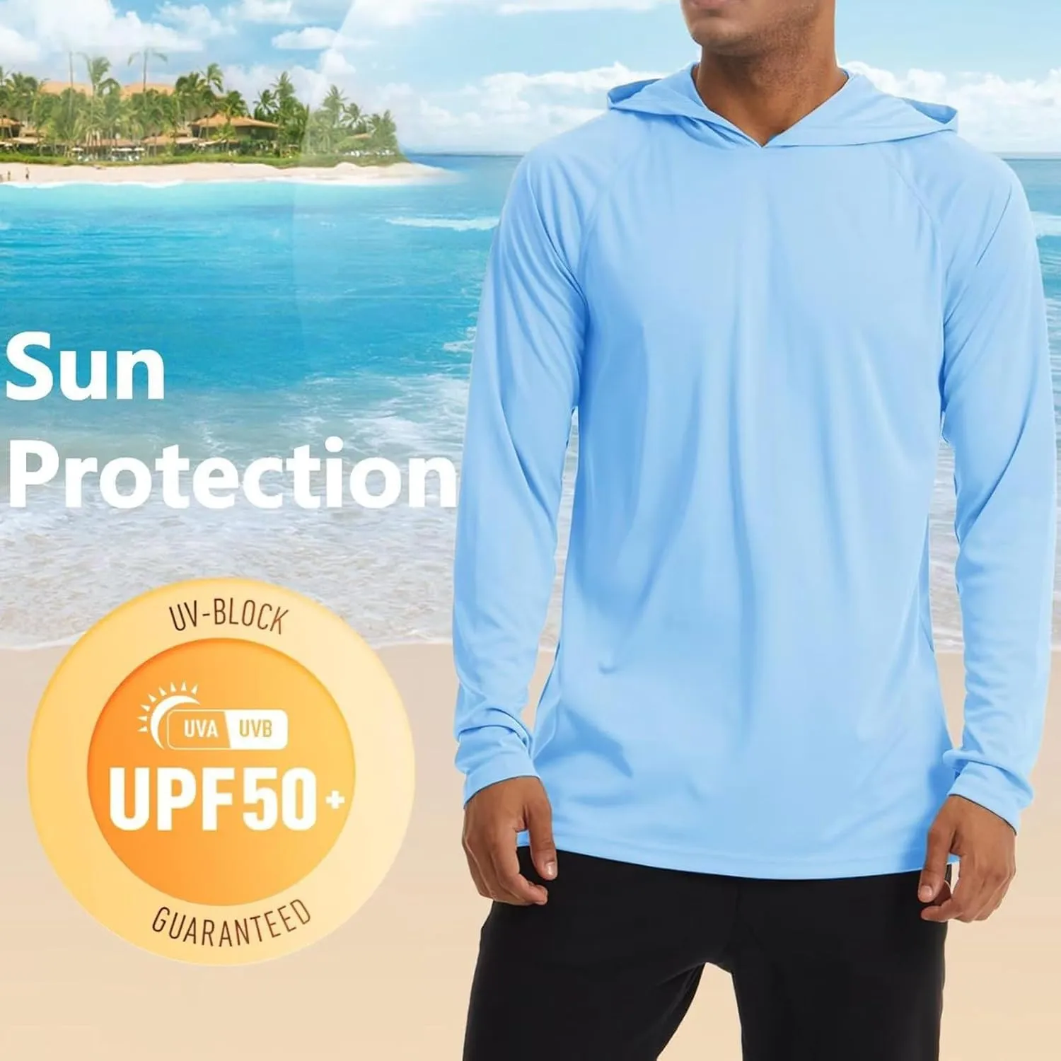 Sun Protection Shirts Men Long Sleeve Fishing Shirts Casual Lightweight Hoodie Breathable Athletic Hiking Tee Shirt