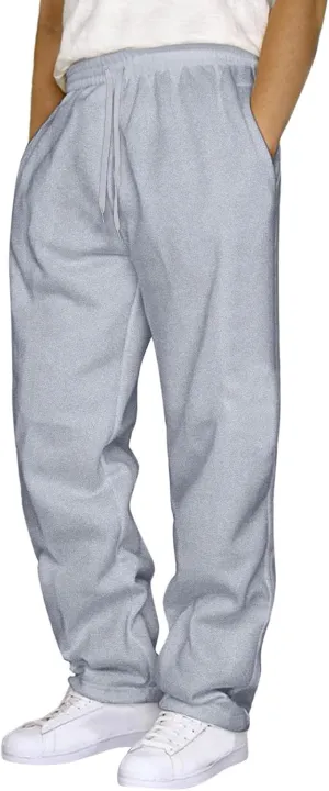 Sweatpants for Men Baggy, Mens Sweatpants Casual Fleece Jogger Athletic Running Straight Leg Trousers with Pockets