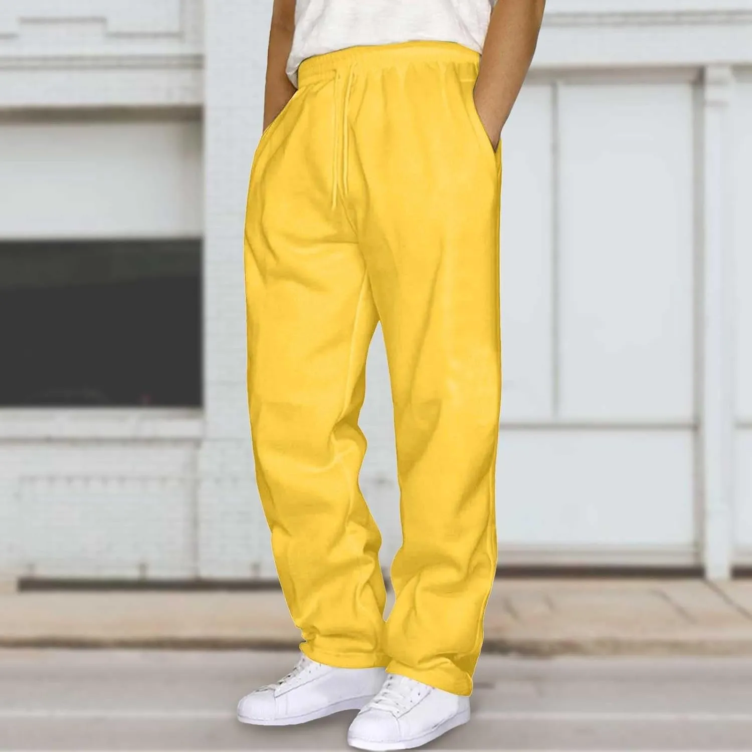 Sweatpants for Men Baggy, Mens Sweatpants Casual Fleece Jogger Athletic Running Straight Leg Trousers with Pockets