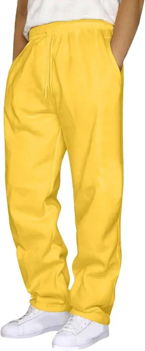 Sweatpants for Men Baggy, Mens Sweatpants Casual Fleece Jogger Athletic Running Straight Leg Trousers with Pockets