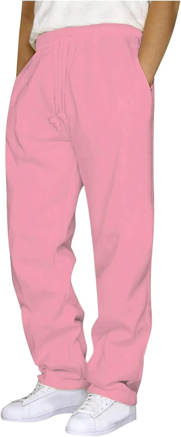 Sweatpants for Men Casual Lightweitght Trousers Straight Leg Baggy Elastic Joggers Athletic Lounge Pants with Pockets