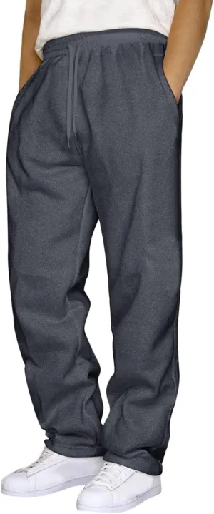 Sweatpants for Men Open Bottom Baggy Drawstring Straight Leg Joggers Training Track Athletic Trousers with Pockets