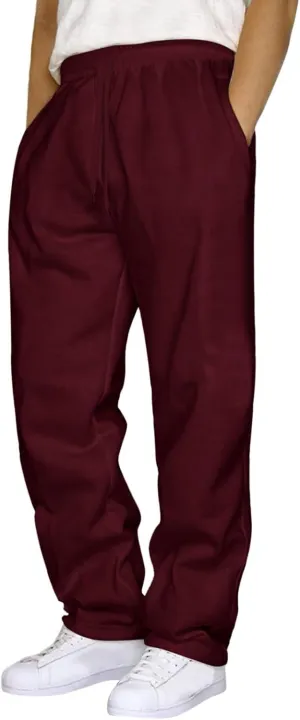 Sweatpants for Men Open Bottom Baggy Drawstring Straight Leg Joggers Training Track Athletic Trousers with Pockets