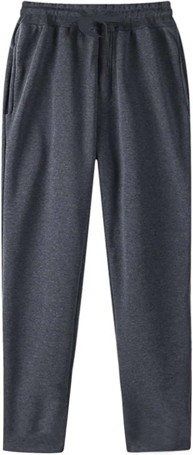 Sweatpants for Men Open Bottom Baggy Drawstring Straight Leg Joggers Training Track Athletic Trousers with Pockets