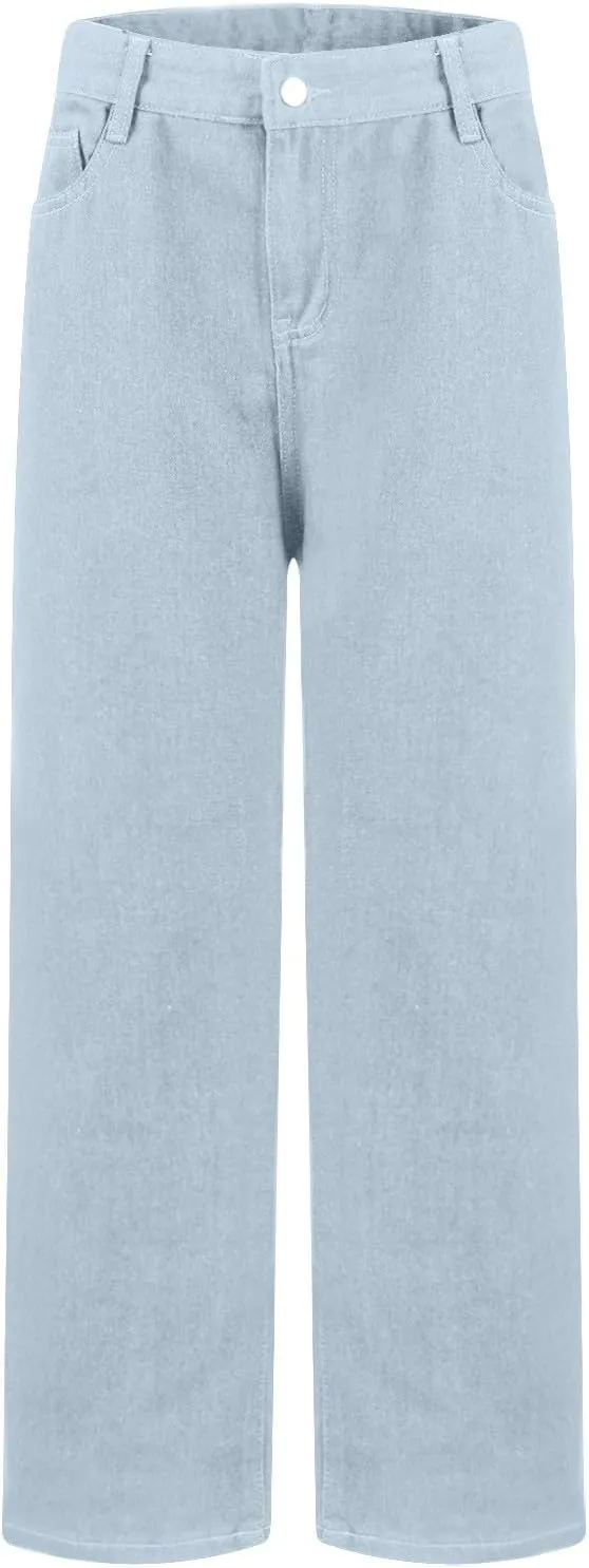 Sweatpants That Look Like Boyfriend Sweatpant Jeans Womens Wide Leg High Waist Jeans with Pockets