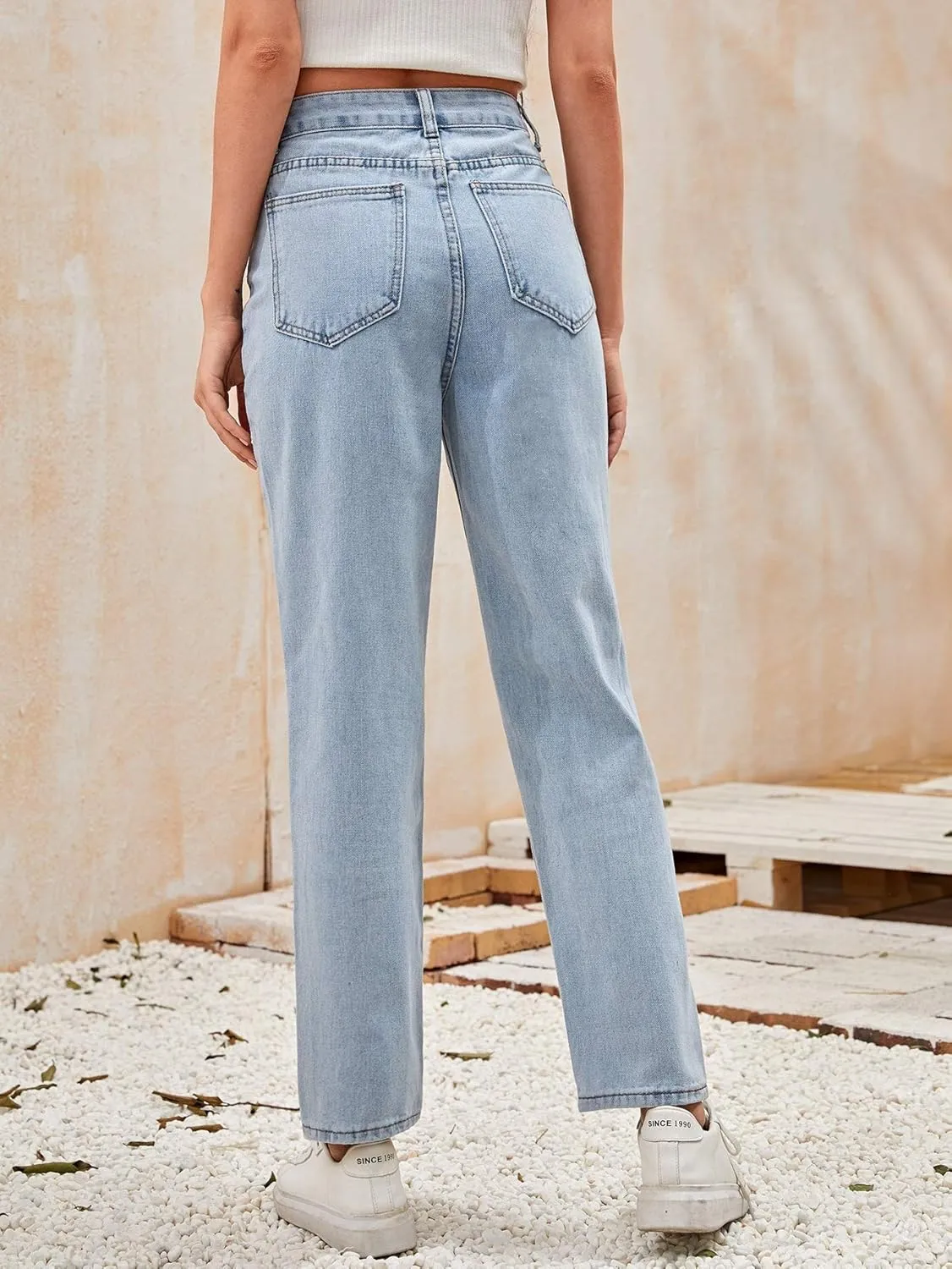 SweatyRocks Women's Ripped Boyfriend Jeans Distressed Denim Ankle Length Jeans