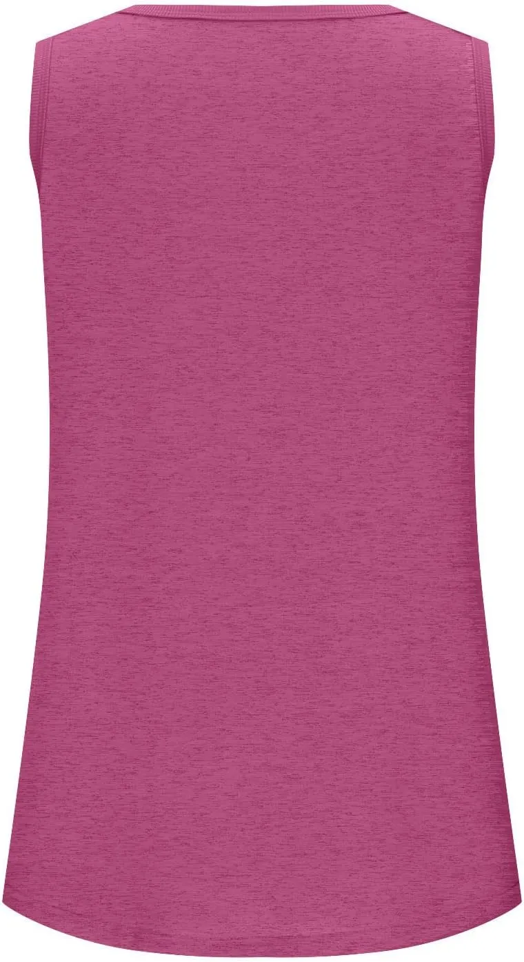 Tank Tops for Women Summer Sleeveless Scoop Neck Curved Hem Dressy Tunic Waistcoat Slimming Fitted Longline Tees
