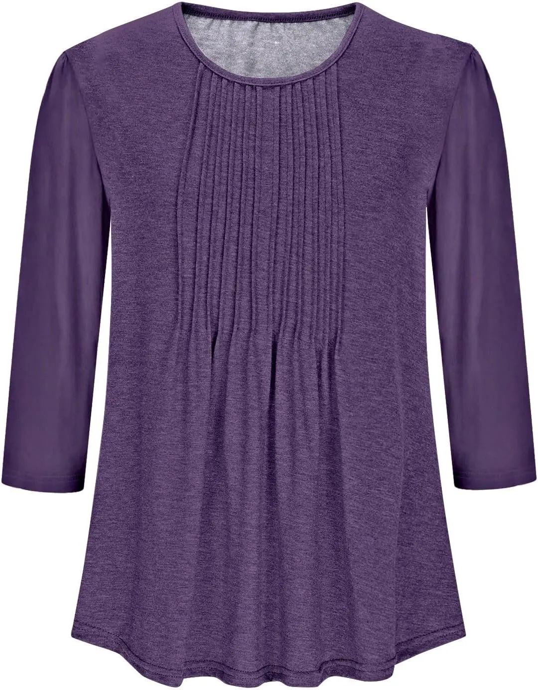 Tops for Women Trendy Short Sleeves Pleated Crewneck Tunic Blouses Solid Gradient Graphic Tees Summer Shirts