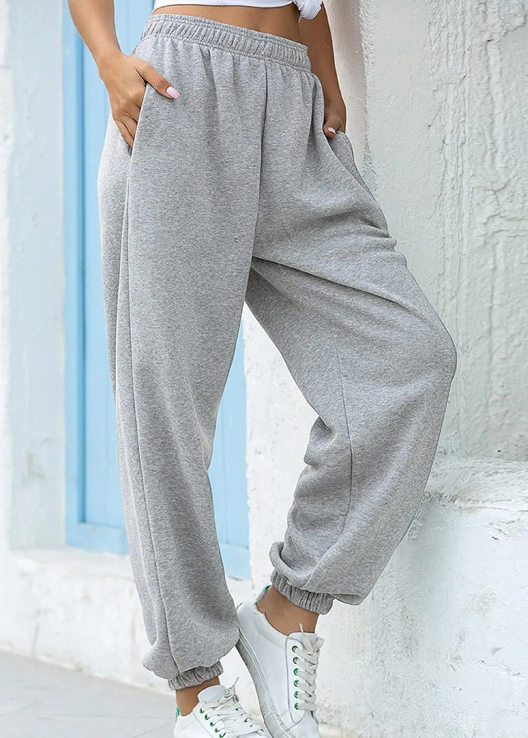 TSMNZMU Womens Cinch Bottom Sweatpants Fit Lounge Trousers with Pockets High Waist Jogger Pants for Gym Sporty Athletic