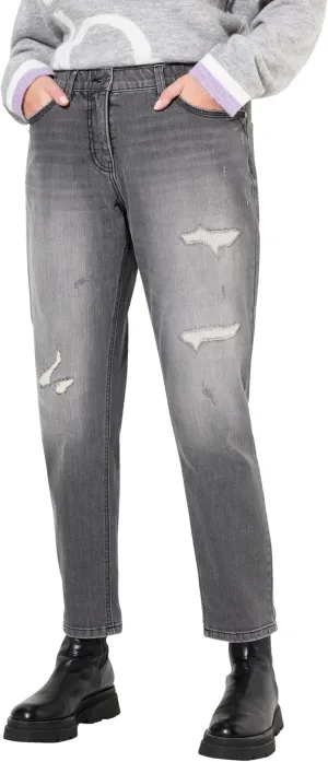 Ulla Popken Womenswear Plus Size Curvy Distressed Stretch Fit Boyfriend Jeans 830539