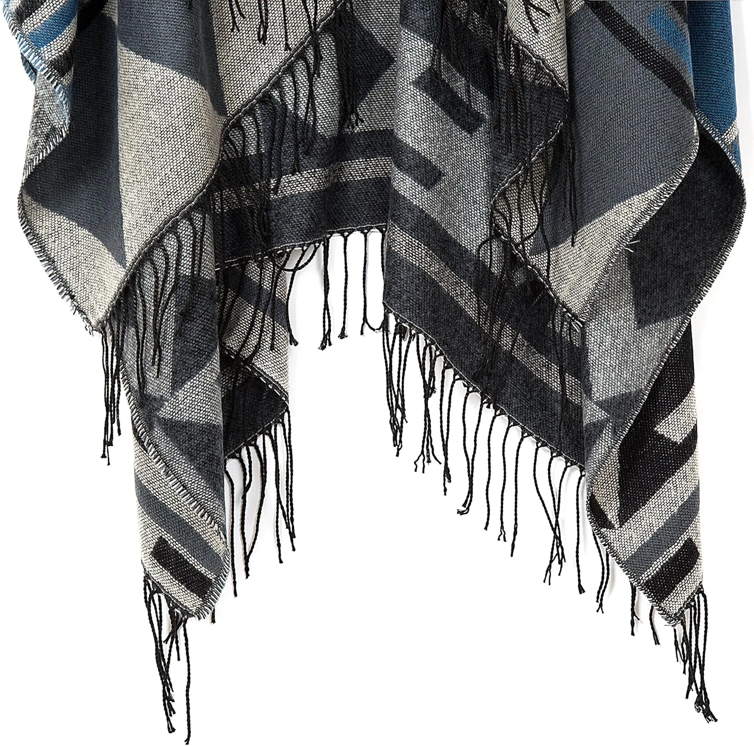 Urban CoCo Women's Printed Tassel Open front Poncho Cape Cardigan Wrap Shawl