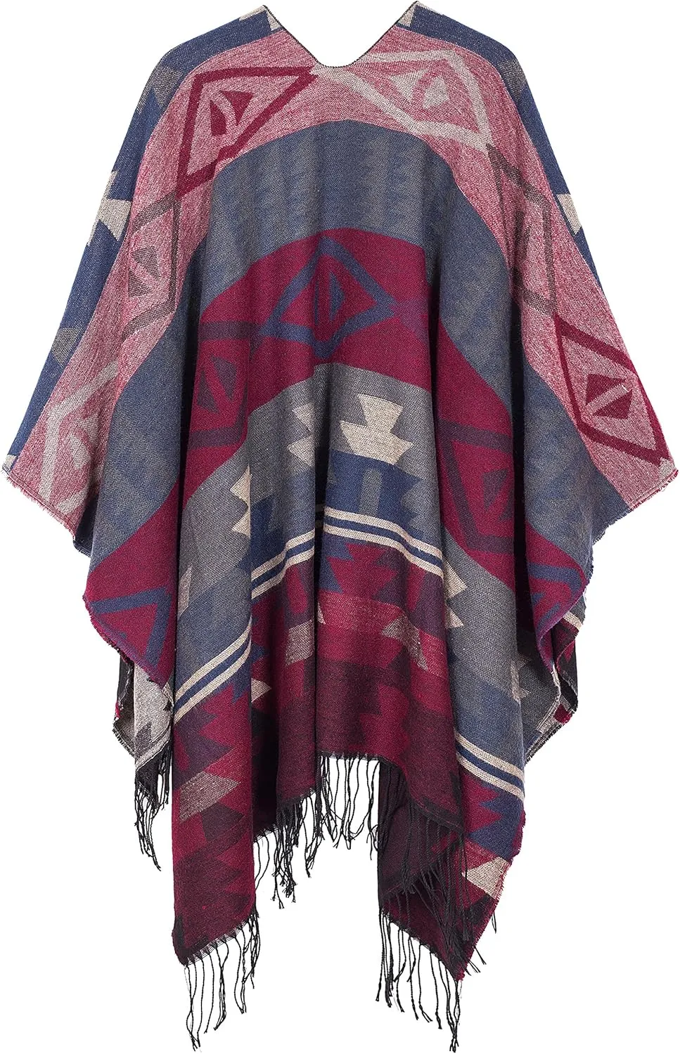 Urban CoCo Women's Printed Tassel Open front Poncho Cape Cardigan Wrap Shawl
