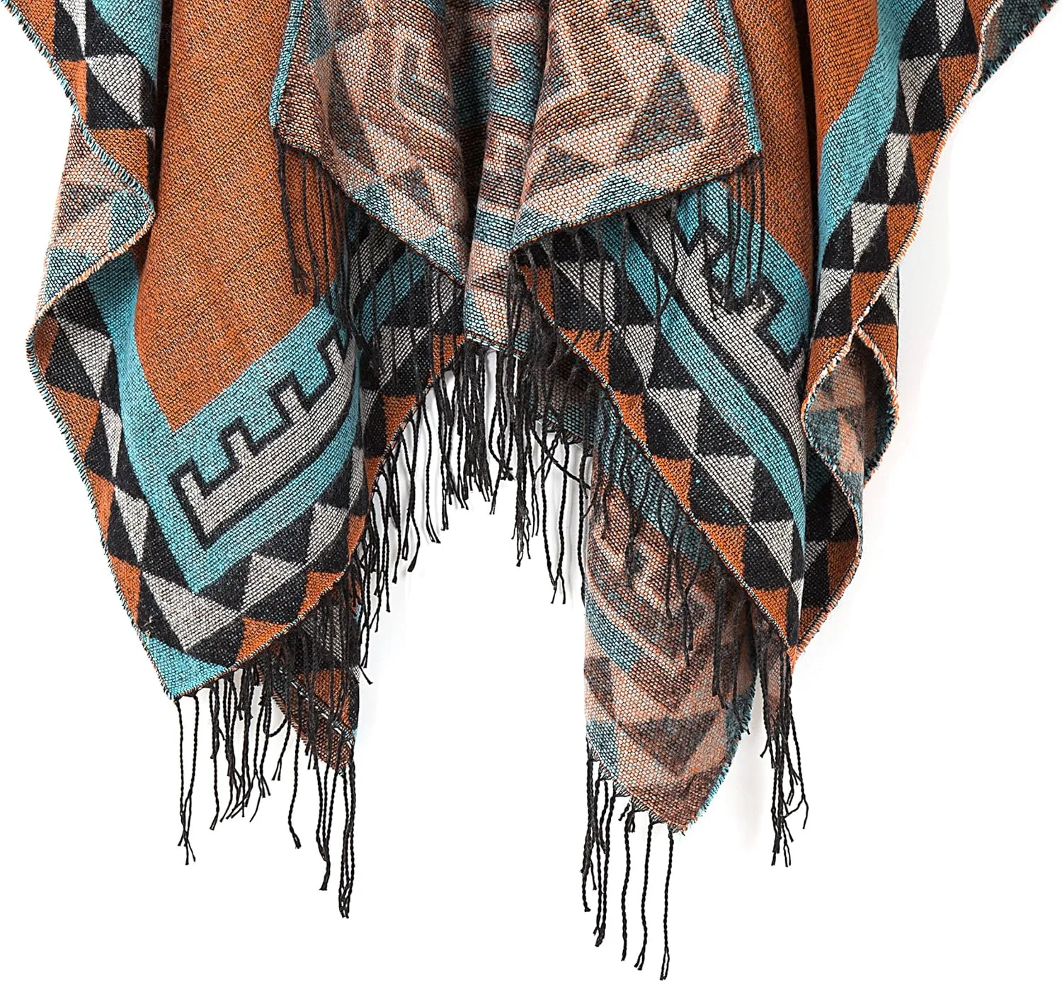 Urban CoCo Women's Printed Tassel Open front Poncho Cape Cardigan Wrap Shawl