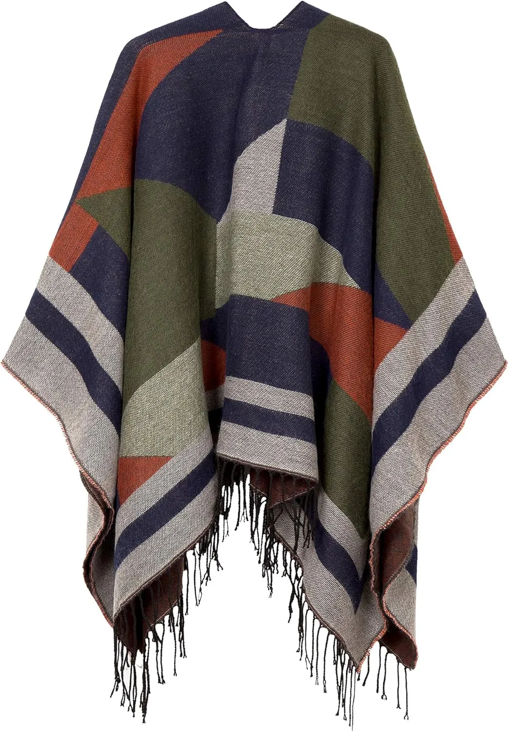 Urban CoCo Women's Printed Tassel Open front Poncho Cape Cardigan Wrap Shawl
