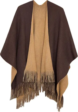 Urban CoCo Women's Winter Vintage Poncho Capes Tassel Blanket Shawl Wrap Cardigan Coat