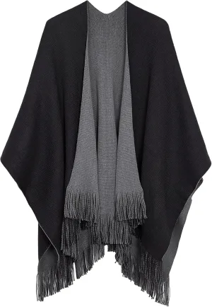 Urban CoCo Women's Winter Vintage Poncho Capes Tassel Blanket Shawl Wrap Cardigan Coat