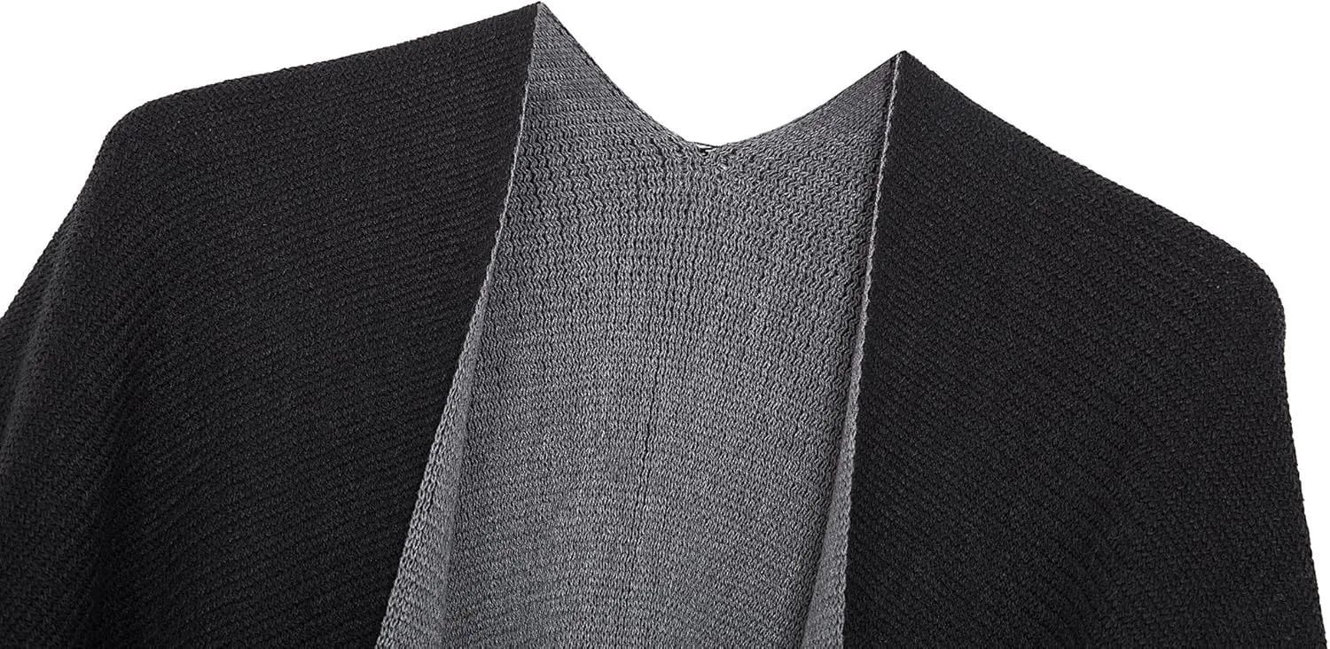 Urban CoCo Women's Winter Vintage Poncho Capes Tassel Blanket Shawl Wrap Cardigan Coat