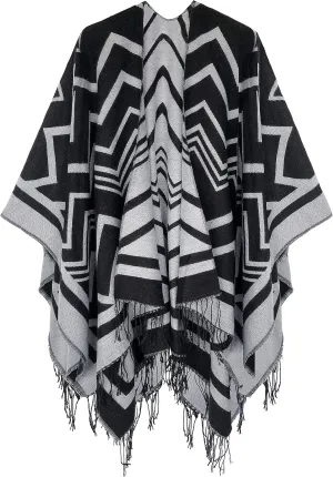 Urban CoCo Women's Winter Vintage Poncho Capes Tassel Blanket Shawl Wrap Cardigan Coat