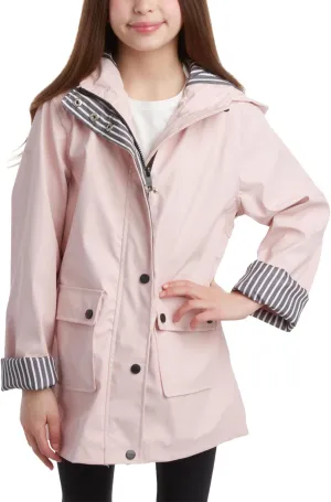 URBAN REPUBLIC Girls' Rain Jacket - Water-Resistant Slicker Shell Outerwear Windbreaker Raincoat with Hood (Sizes: 7-16)
