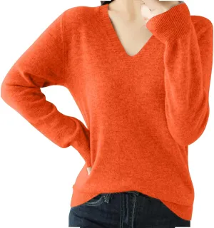 V Neck Cashmere Sweater for Women Fashion Soft Warm Long Sleeve Sweaters Solid Color Lightweight Cozy Trendy Outfits