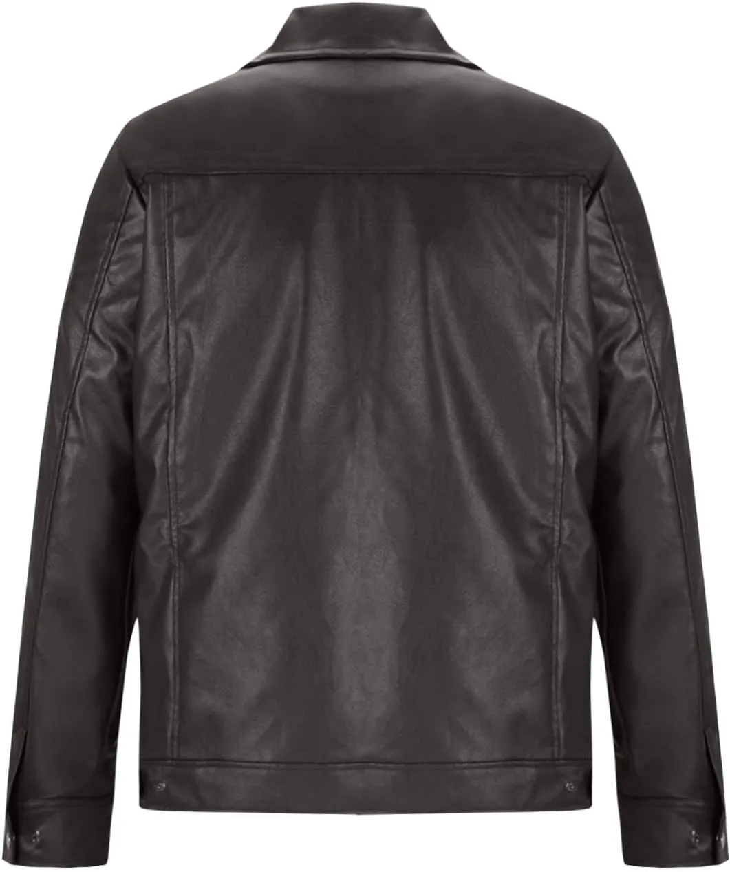 Vintage Leather Jacket Men Casual Lapel Collar Modern Soft Faux Leather Biker Motorcycle Jackets Outerwear Slim Fit