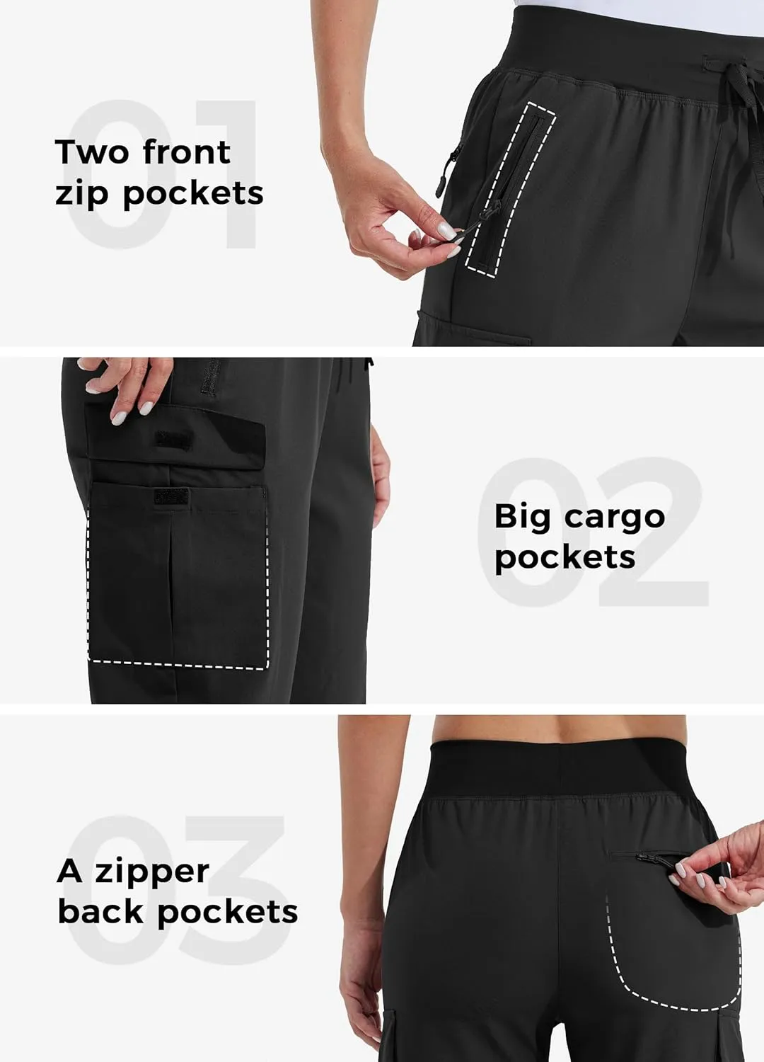 Willit Women's Cargo Hiking Pants Lightweight Athletic Outdoor Travel Joggers Quick Dry Workout Pants Water Resistant