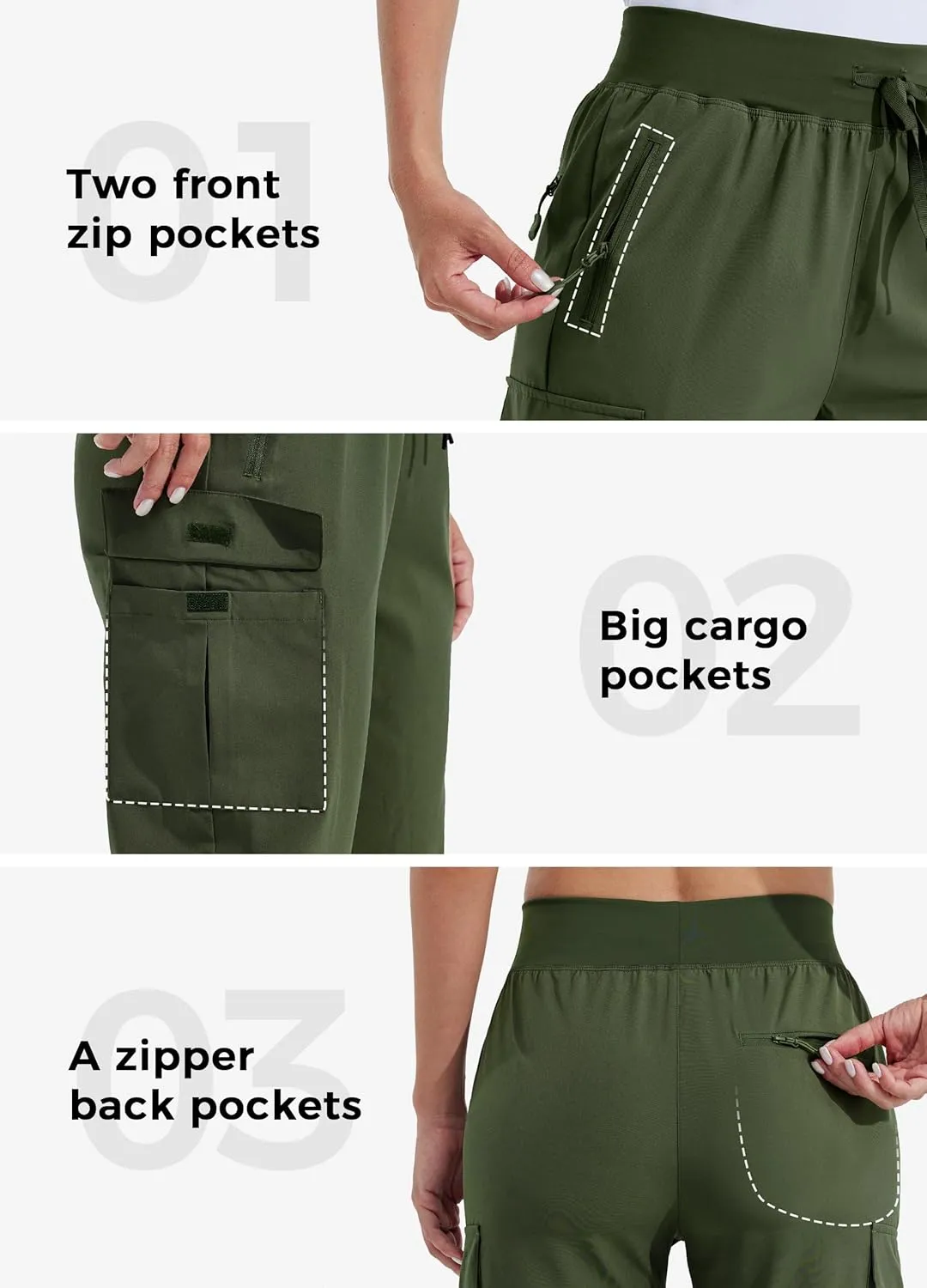 Willit Women's Cargo Hiking Pants Lightweight Athletic Outdoor Travel Joggers Quick Dry Workout Pants Water Resistant