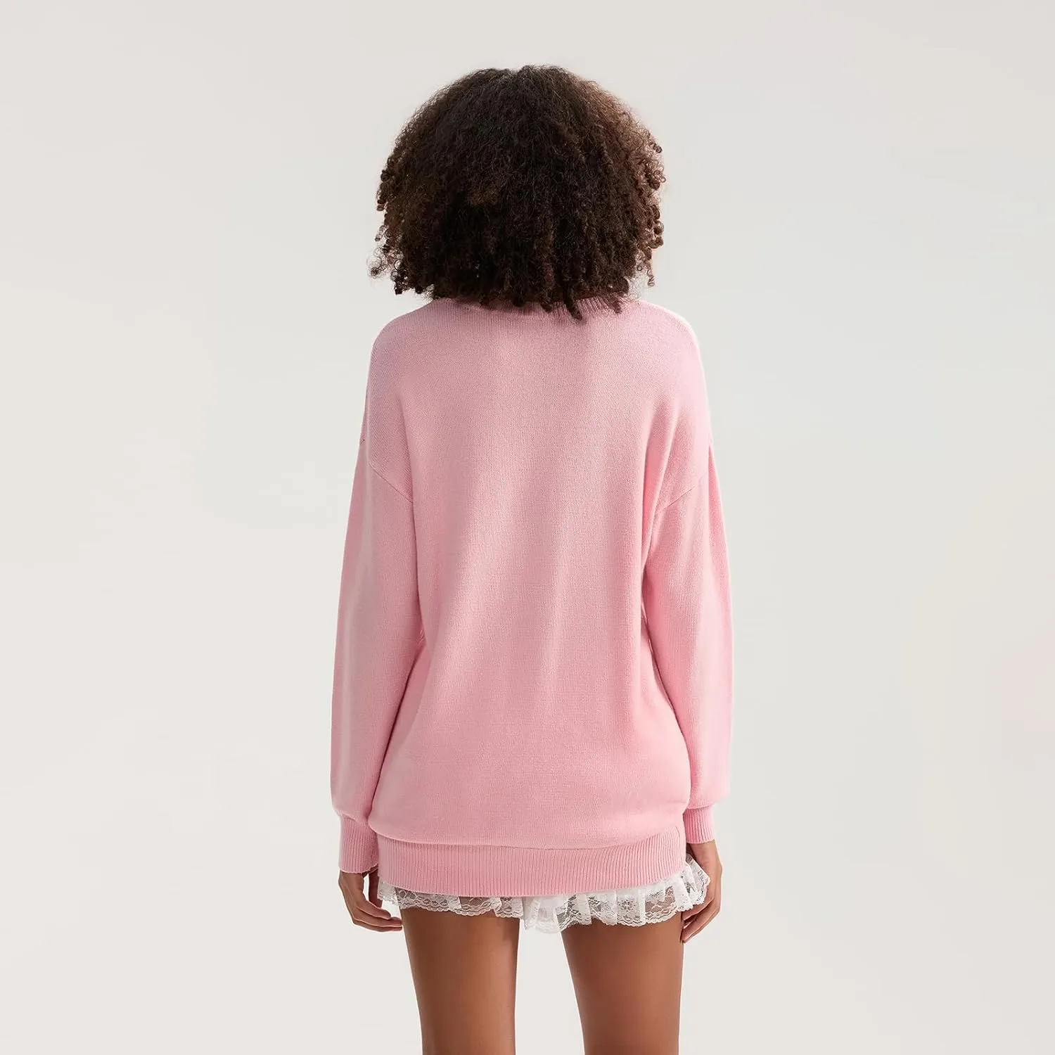 Women Cute Bow Sweater Long Sleeve Bow Front Knitted Pullover Oversized Jumper Ribbed Knitwear Y2k Going Out Top