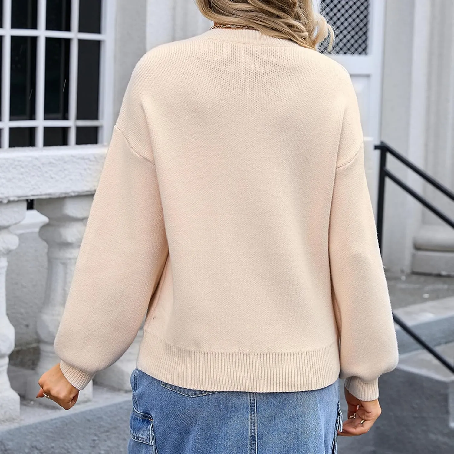 Women Cute Bow Sweater Long Sleeve Bow Front Knitted Pullover Oversized Jumper Ribbed Knitwear Y2k Going Out Top