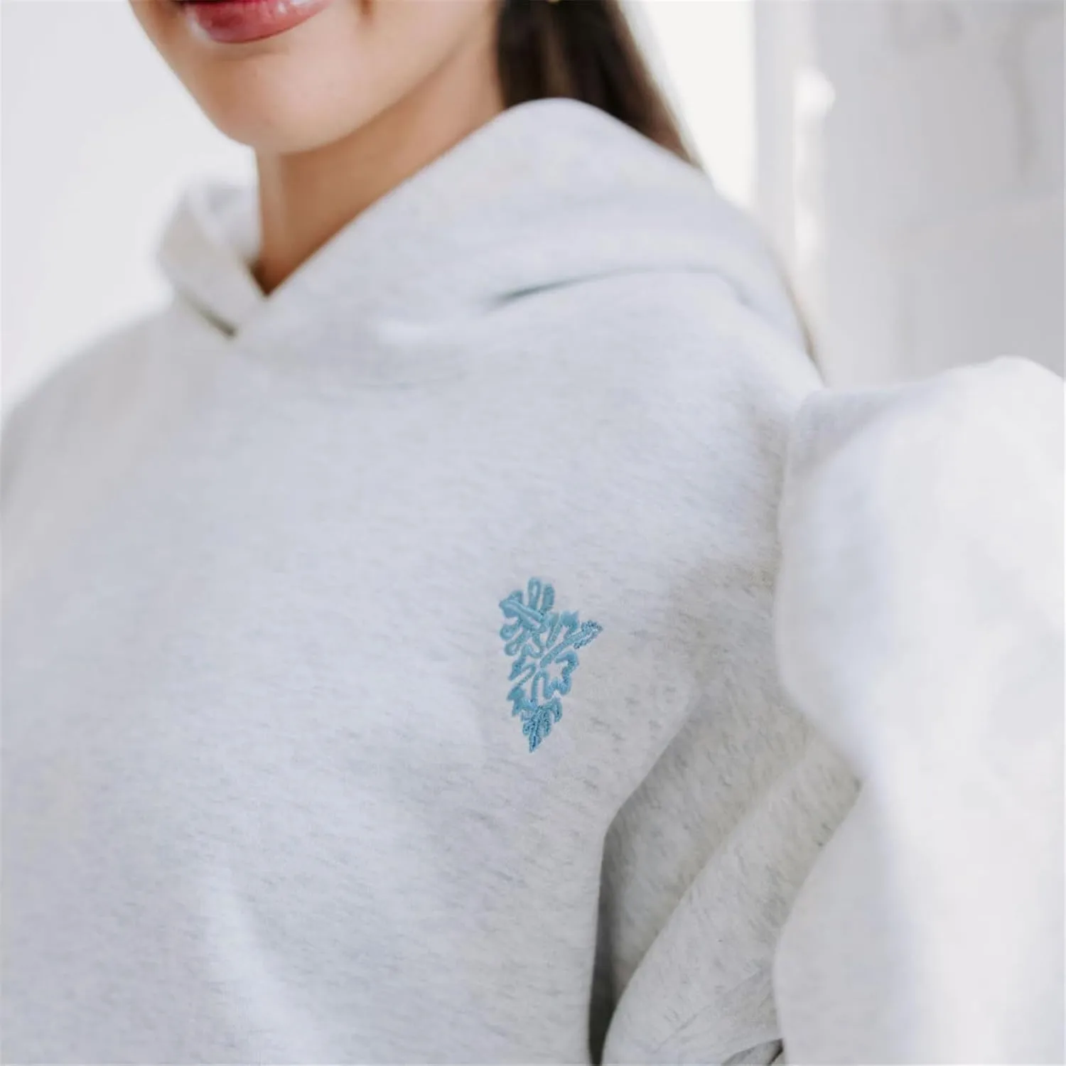 Women Embroidered Hoodies Y2K Long Sleeve Hooded Cute Preppy Fleece Pullover Sweatshirts with Pockets